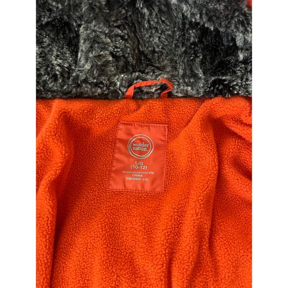 Wonder Nation Boys Orange Gray Full Zip-Up Puffer Jacket Coat Size Large 10-12 - Picture 9 of 9